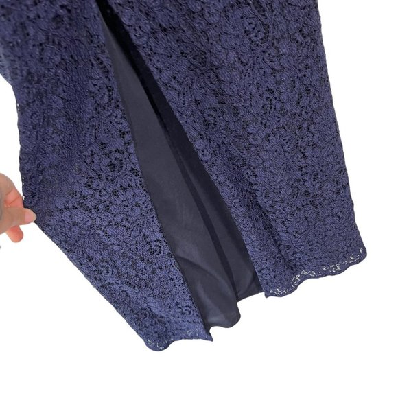 Adrianna Papell Navy Blue Long Sleeve Tapered Full Length Dress 4 - Picture 6 of 13